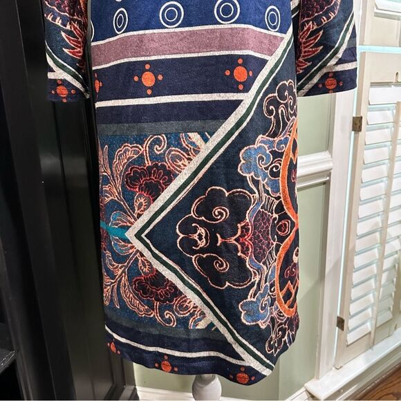 LULU H Paris Boho Floral pattern Sweater Dress Size Large - Picture 8 of 13